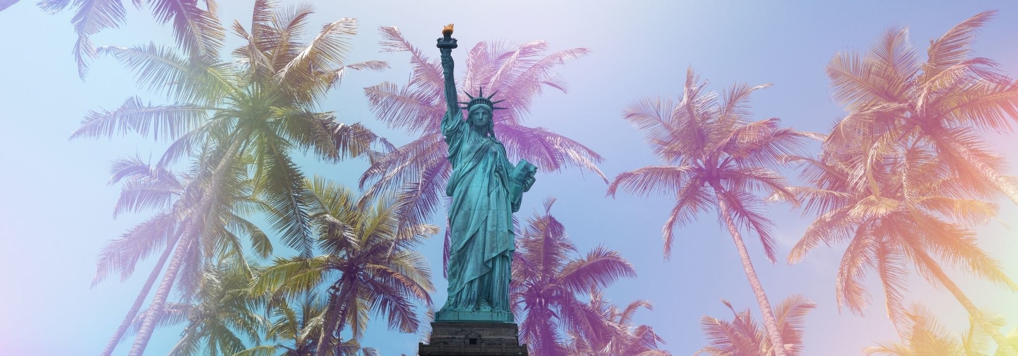 Statue of Liberty with palm trees, now lifting south florida
