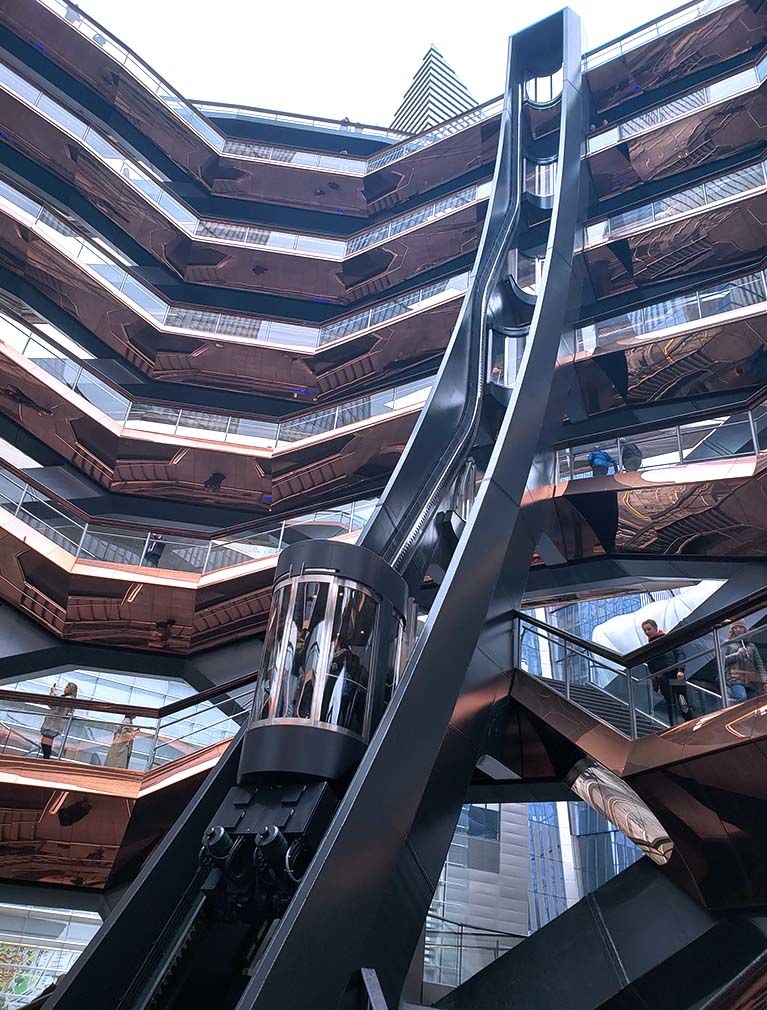 The Vessel at Hudson Yards Elevator ascends the 150 foot structure