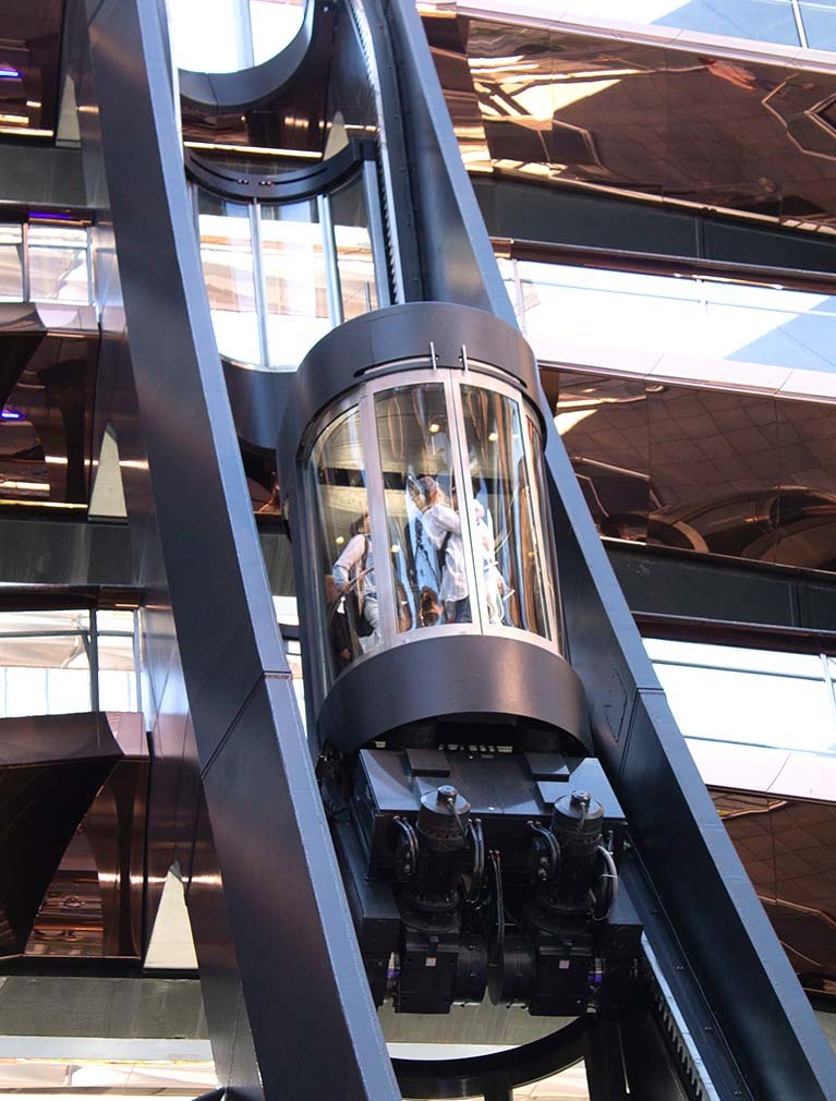The Vessel at Hudson Yards Elevator allows 360 degree views of the copper structure