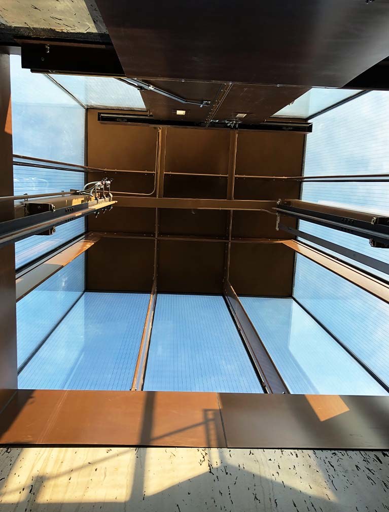 Liberty Island Museum Glass Elevator shaft from within