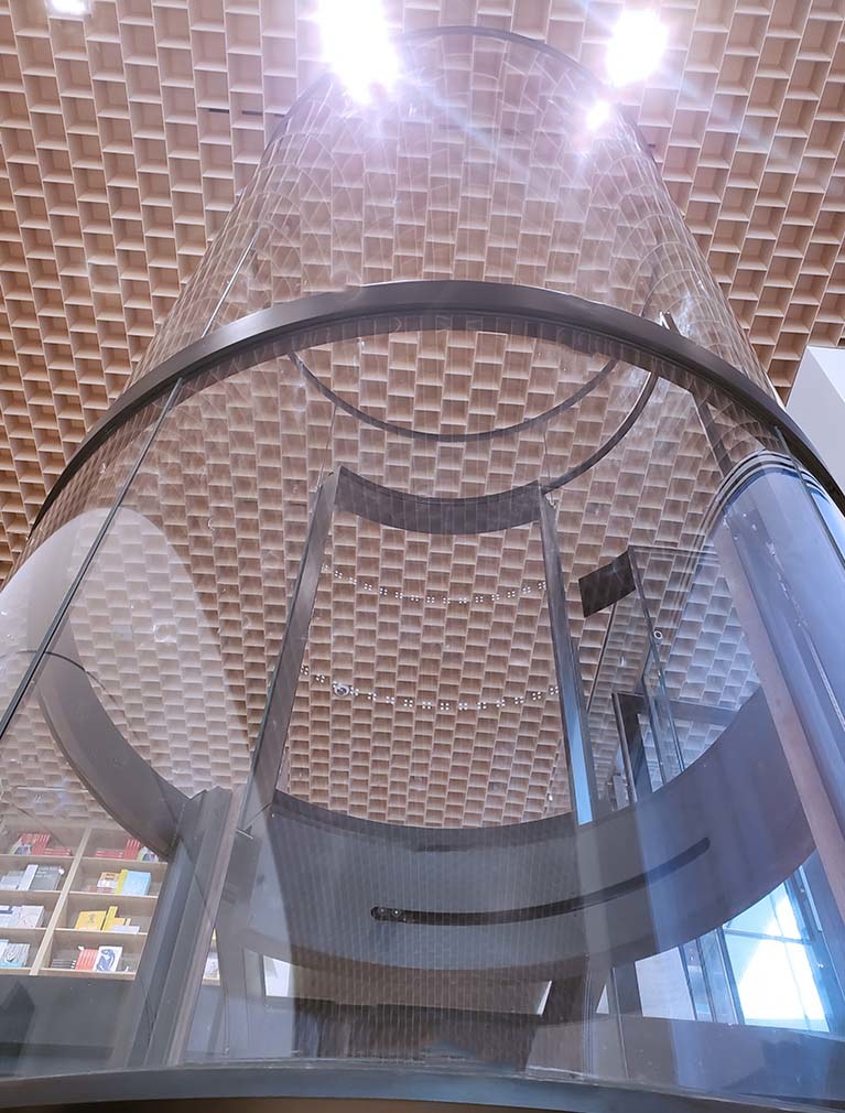 Liberty Elevator installed this round glass elevator in the museum of modern art in 2019