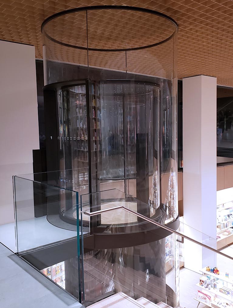 MOMA partnered with Liberty Elevator to design and install a round glass elevator for their 2019 museum expansion
