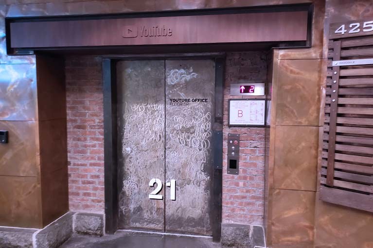 Chelsea Market is home to YouTube and their uniquely designed elevator